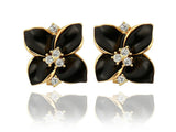 samiksha Rose gold plated flower stud earrings with black oil drop enamel - Samiksha's - Ear Rings - www.samiksha.com 
