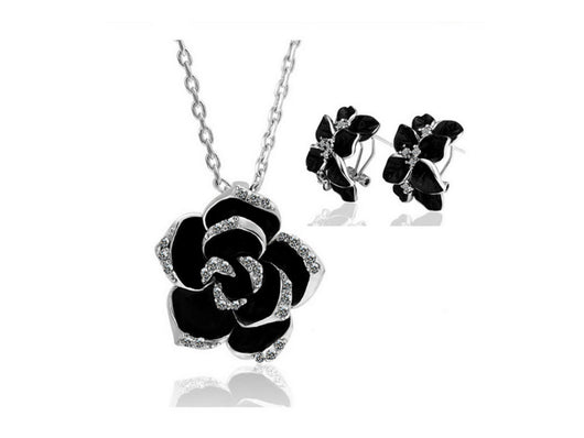 samiksha Platinum plated flower pendant and earring jewelry set - Samiksha's - Jewelry Set - www.samiksha.com 