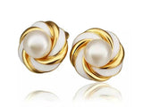 samiksha Rose gold plated round stud earrings with white pearl - Samiksha's - Ear Rings - www.samiksha.com 