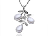 samiksha Lustrous cultured white pearl pendant and earring set adorned with white stones. - Samiksha's - Jewelry Set - www.samiksha.com 