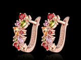 samiksha Clip earrings with multi color zircons plated with rose gold - Samiksha's - Ear Rings - www.samiksha.com 