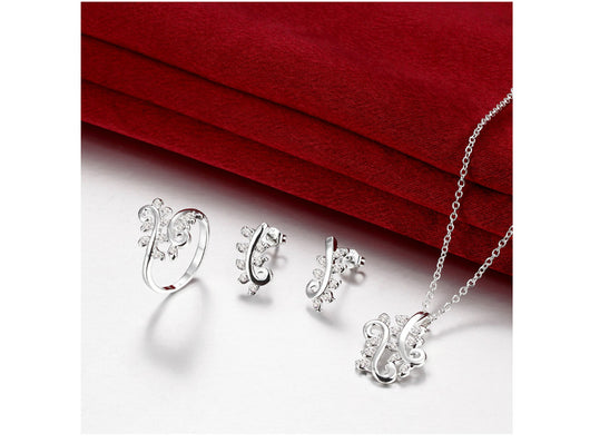 samiksha Trendy 925 silver plated jewelry set with white zircons - Samiksha's - Jewelry Set - www.samiksha.com 