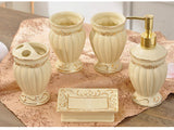 samiksha 5 Piece Porcelain Bathroom Set - Cream and Gold - Samiksha's - Bathroom Set - www.samiksha.com 