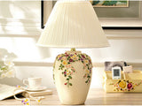 samiksha LED Table Lamp with Colorful Carved Flowers and Mushroom Pleated Silk Shade - Samiksha's - Lighting - www.samiksha.com 