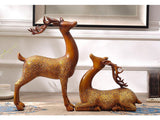 samiksha Large Pair of Brown Deer Sculpture with Antlers - 16" tall - Samiksha's - Sculptures - www.samiksha.com 