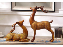 samiksha Large Pair of Brown Deer Sculpture with Antlers - 16