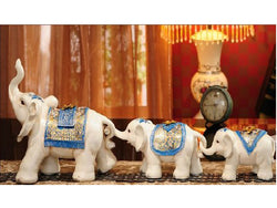 samiksha Set of Three Maharaja's Elephant Sculpture - Blue or Green - Samiksha's - Sculptures - www.samiksha.com 