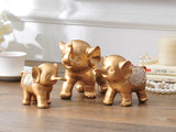 samiksha Family of Three Little Elephant Sculptures - Golden - Samiksha's - Sculptures - www.samiksha.com 