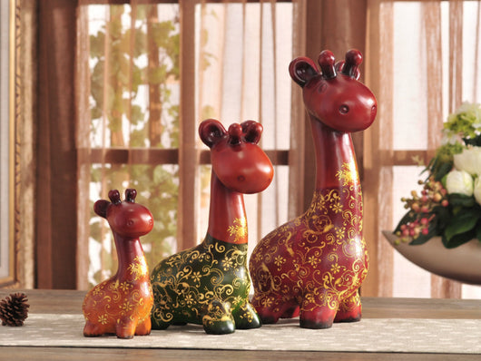 samiksha Colorful Giraffe Family - 3 Piece Sculpture Set - Samiksha's - Sculptures - www.samiksha.com 