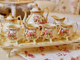 samiksha 10 Piece Rose Flower Hand Painted Porcelain Tea Set - Samiksha's - Tea Sets - www.samiksha.com 