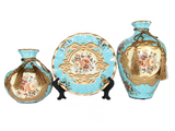 samiksha Royal Collection - 3 Piece Ceramic Vase Set - Light Blue - Samiksha's - Vase set - www.samiksha.com 