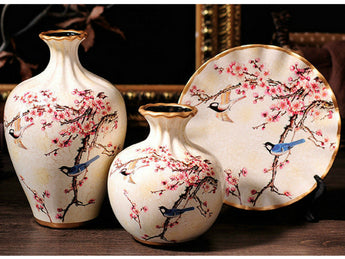 samiksha Cherry Blossom Meadow - 3 Piece Ceramic Vase Set - Samiksha's - Vase set - www.samiksha.com 