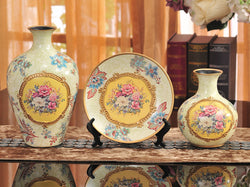samiksha Vintage  Collection - 3 Piece Ceramic Vase Set - Yellow - Samiksha's - Vase set - www.samiksha.com 