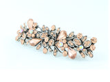samiksha Antique silver metal hair barrette clip with tear drop crystals - Peach - Samiksha's - barrette - www.samiksha.com 