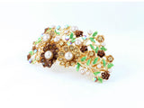 samiksha Golden bronze hair barrette clip with champagne color imitation pearls and crystals - Samiksha's - barrette - www.samiksha.com 