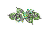samiksha Antique silver hair barrette with complimenting color small rhinestones - Olive Green - Samiksha's - barrette - www.samiksha.com 