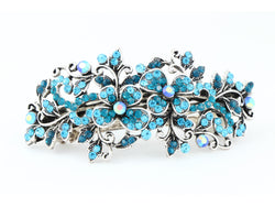 samiksha Hair barrette clip with butterfly flowers and leaves - Blue - Samiksha's - barrette - www.samiksha.com 